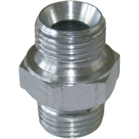 ELMAG HD-Doppelnippel Stahl verzinkt, AG 1/2 x AG 1/2, bis 400 bar, mit 60° Universaldichtkegel (1/2)