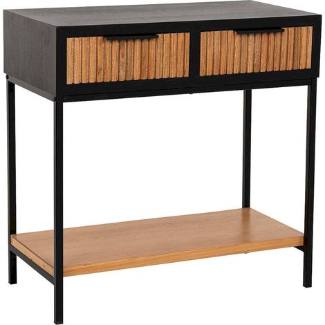 Table d entrée industrielle bois et métal marron noir - Bois marron foncé et noir (1/5)