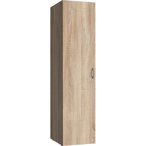Armoire de rangement en bois mélamine coloris imitation chêne - longueur 45 x hauteur 185 x profondeur 54 cm