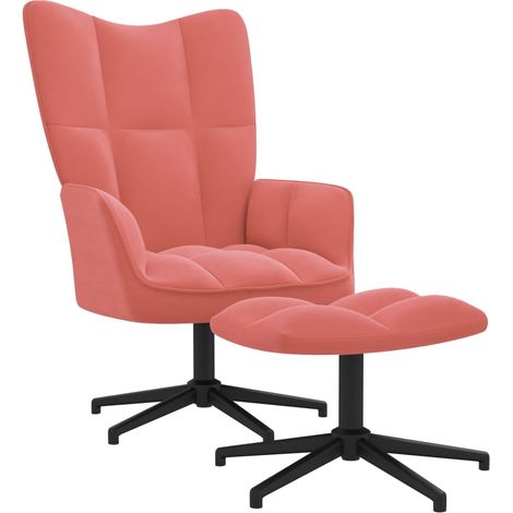 Chaise de relaxation avec repose-pied Rose Velours (1/5)