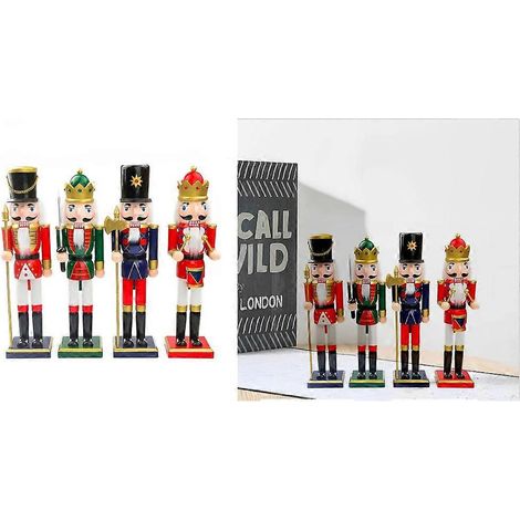 Casse-noisettes rouge et blanc, figurine de soldat en bois, jouet, décorations de Noël - 2 (1/4)