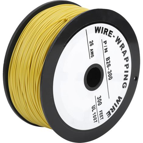 Câble électrique jaune en cuivre étamé, 100 mètres, conforme à la norme UL1007, calibre 26 AWG. (1/5)