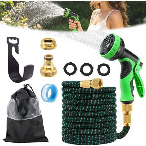 Expandable Garden Hose, 10 Spray Modes, Copper Connector, Flexible Garden Hose, Car Wash (1/5)