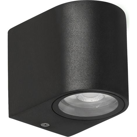 Applique extérieure arrondie noire GU10 35W IP44 Lobelia