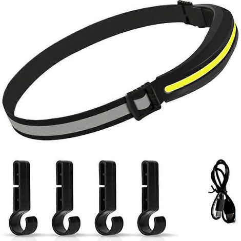 Lampe frontale 2024 LED portable, rechargeable et étanche, à faisceau large COB, idéale pour la course à pied nocturne, le vélo, la pêche et le camping. (1/3)