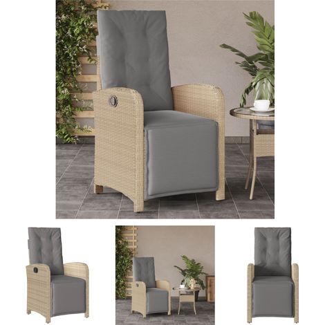 The Living Store Gartensessel mit Fußteil Verstellbar Beigemischung Poly Rattan - Gartenstühle (1/5)