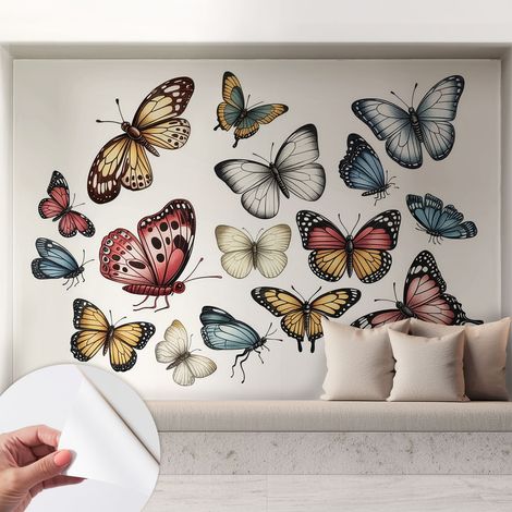 Papier peint autocollant avec imprimé pour intérieur moderne application facile a motif Papillons paradisiaques 208x146 cm (1/5)