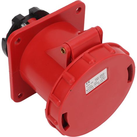 Connecteur industriel 63A 4 broches étanche IP67, prise encastrée en coque PP, 220-380V / 240-415V, pour usage professionnel (1/5)