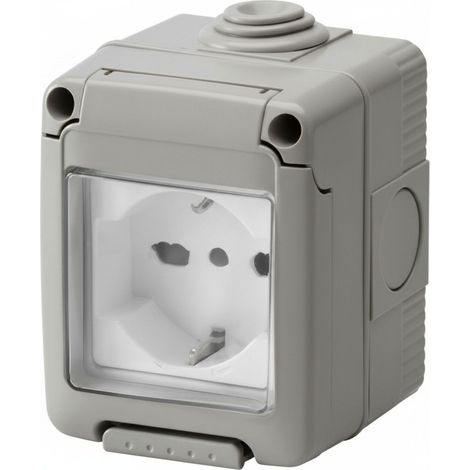 Contenitore Stagno 1 Modulo da Esterno IP55 Con Sportello Presa Schuko