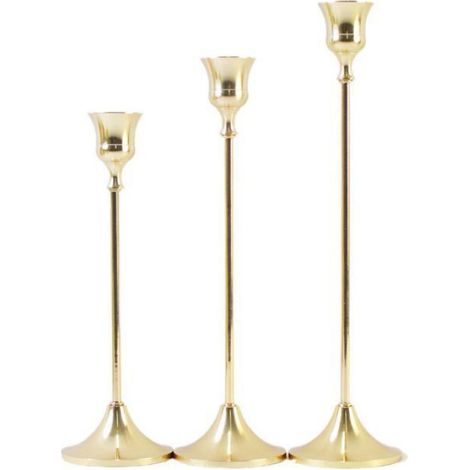 Bougeoirs décoratifs - - Lot de 3 - Métal doré, noir, argent - Design nordique - Utilisation intérieure (1/4)