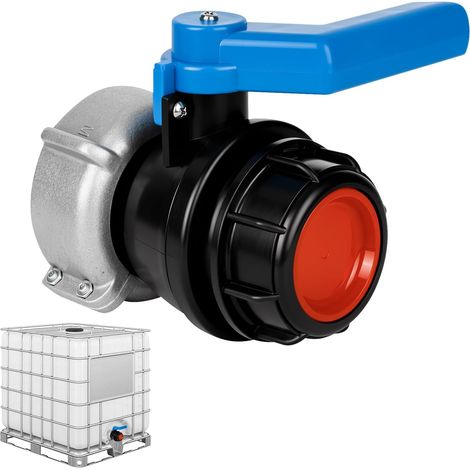 Adaptateur IBC Robinet à boisseau sphérique, DN40 62 mm, accessoire de réservoir IBC, robinet d'arrêt, robinet de vidange pour conteneur, réservoir d'eau, réservoir de pluie (noir) (1/5)