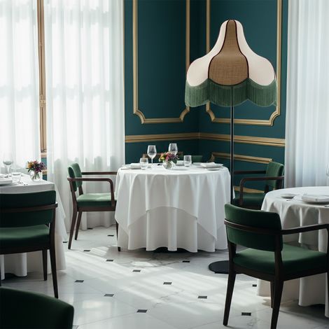 Lámpara de Pie de Salón Beige y Yute con Flecos Verdes Serie LIV (1/5)