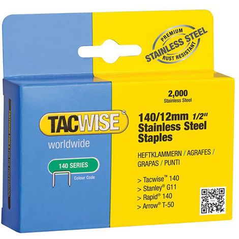 Tacwise 1220 140 Series 12mm Staples Stainless Steel - 2000 Pack - Type T50 G