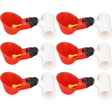 Lot de 10 abreuvoirs automatiques rouges pour poules, canards et oies. Installation facile et hygiénique. Abreuvoir polyvalent et facile à installer.