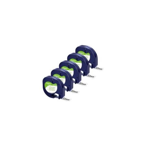 Cinta de papel compatible con Dymo LetraTag, 12 mm x 4 m, negro sobre blanco, recambio para Dymo LetraTag LT-100H LT-100T (1/4)
