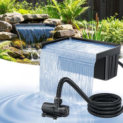 POPOSOAP Teichwasserfall Set W600 mit 63W DC-Pumpe 6000 L/h und 60 cm Überlauf