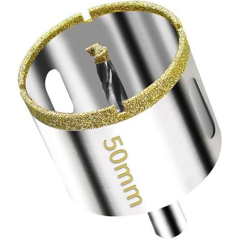 2 pièces Scie Cloche Diamantée 50 mm avec Foret Guidage de Centrage, Scie Cloche Carrelage avec revêtement diamant, Foret trépan Diamant pour verre, carrelage, céramique, marbre, granit