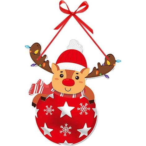 Guirlande Porte Noël - Décoration Porte Fête - Arbre De Noël Renne Père Noël Gnome - Hauteur 39,7 Cm - Papier - 1 Pièce (1/5)