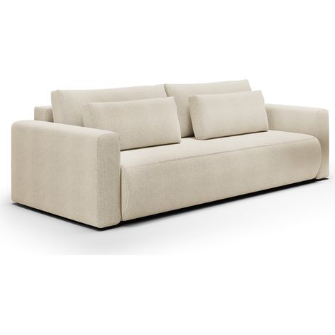 Divano Letto 2 Posti Erbezzo, Contenitore, di Apertura a Libro, Reclinabile, 240x105 cm Bianco Crema