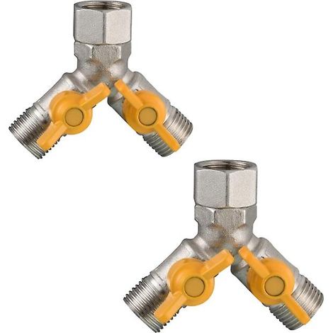 Raccords de vanne 3 voies en laiton G 1/2 Y, ensemble de 2 pièces (1/5)