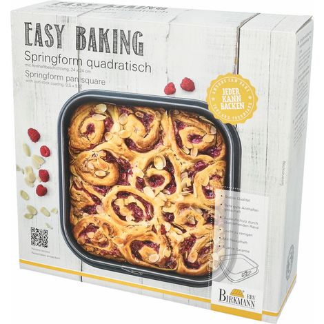 Quadratische Backform mit abnehmbarem Boden - BIRKMANN - EASY BAKING - Kohlenstoffstahl - Antihaftbeschichtung - 24 x 24 x 8 cm (1/5)