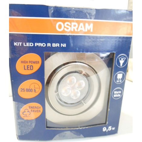kit spot led 10W orientable Ø 91mm nickel brossé lampe GU10 blanc chaud 230V PRO R OSRAM 982087