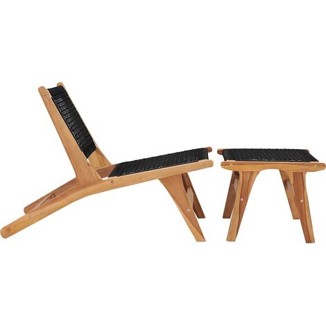 Maison Exclusive - Sedia a Sdraio con Poggiapiedi in Legno Massello di Teak e Corda (1/5)