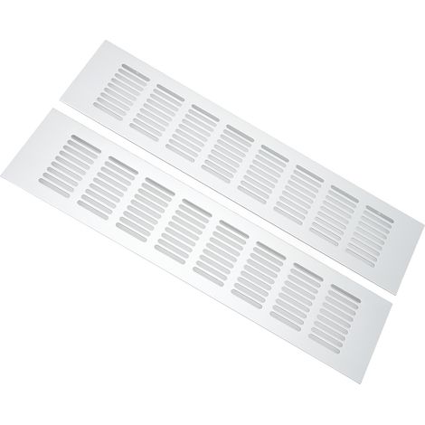Grille d'aération aluminium 2 pièces pour meuble, armoire, placard, plaque de ventilation rectangulaire 80x350mm (1/5)