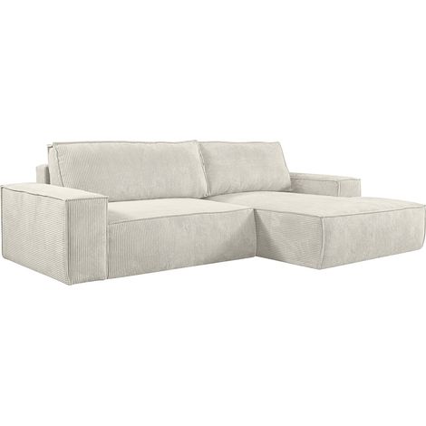 Divano letto angolare in Velluto a coste Beige - Angolo a destra - AMELIA di PASCAL MORABITO (1/4)