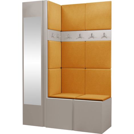 Conjunto para recibidor Hartford 277, Cachemira, 186x124x46cm, Espejo, Aglomerado laminado, Tapiz, Colocada, Montada en la pared