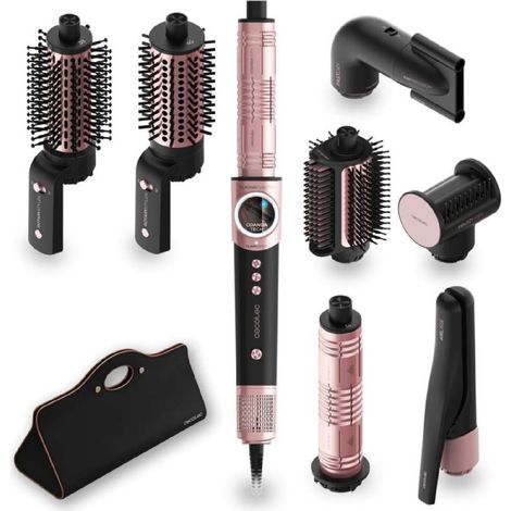 Cecotec Brosse soufflante multifonction avec 8 accessoires AirGlisse 8in1 Black. 1 400 W, 110 000 tr/min, plaques chauffantes.
