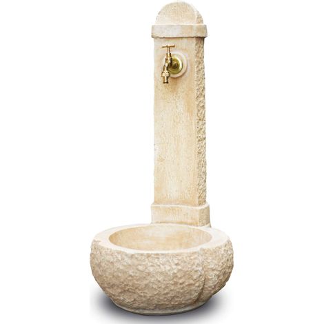 Fontana da Giardino Senza Rubinetto in Cemento Granulato di Marmo Catania Nocciola