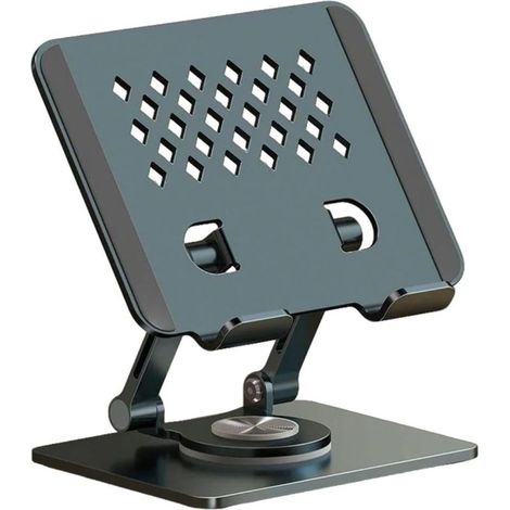 Mehrfach verstellbarer, faltbarer Tablet-Ständer aus Metall, 360° drehbarer Sockel, kompatibel mit Smartphones und Tablets von 4 bis 12,9 Zoll. (1/5)