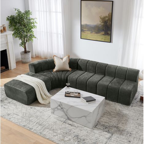 Modulares Ecksofa, frei kombinierbare Module, multifunktional nutzbar, Chenille, Schwarz (1/5)