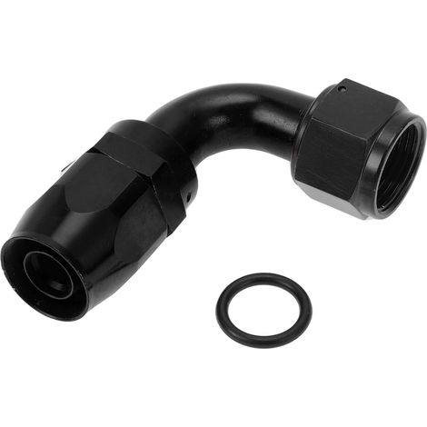 A ABSOPRO Male Flare Reducer Hose Fitting Adapter TF-1001-AN12 90° Fuel Line Connector Aluminum with O-ring Black