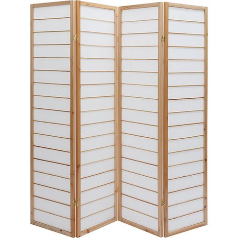 Japanischer Paravent helles Holz und Reispapier GIBON