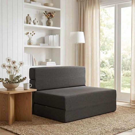 Sofá Cama Plegable Gris oscuro 100 x 80 x 60 cm Tela