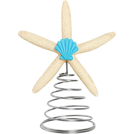 Sommet Pour Arbre De Noël - Étoile De Mer En Résine - Décor Thème Plage Fête De Fin D Année - 17.5 X 17.5 X 25.5 Cm - 1 Pièce (1/5)