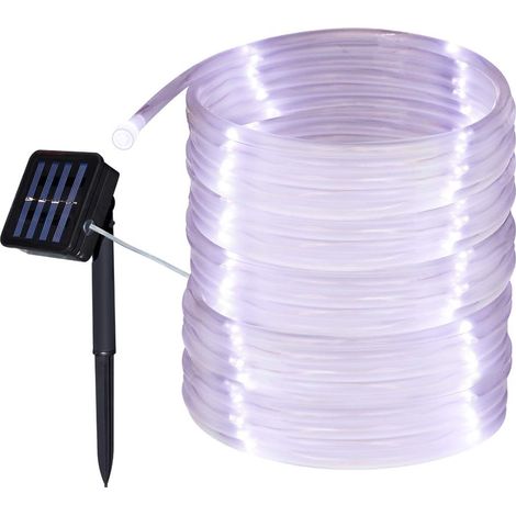 Guirlande Solaire Extérieure de Tuyau LED Etanche modes d'éclairage Lampe Décoratives lumière blanche 12m 100 8 Blanc (1/5)