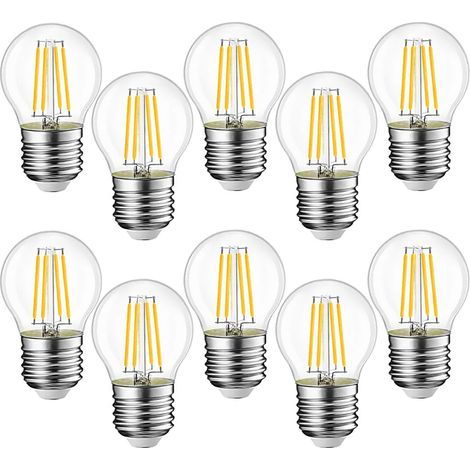 10pcs E27 G45 LED Bulbs 4W Equivalent to 40W, E27 Retro LED Bulbs, 3000K Warm White Clear Glass, 10pcs (1/5)