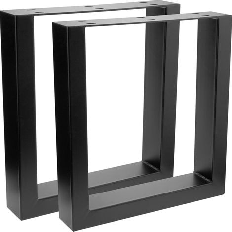 PrimeMatik - Pieds rectangulaire de petite table et banc en acier 400 x 80 x 430 mm 2-pack, tubes 80 x 40 mm