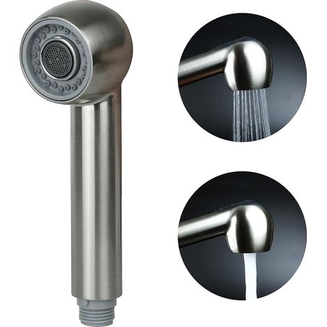 Pommeau de douche pour robinet de cuisine avec 2 types de jets - Nickel brossé (1/5)