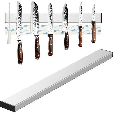 40 cm Magnetischer Messerhalter, magnetisch für Edelstahlmesser, magnetischer Messerhalter, der ohne Bohren montiert werden kann, für Küchenmesser, Obstmesser, Scheren (1/5)