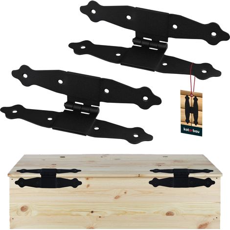 KOTARBAU® Set di 2 cerniere pieghevoli a forma di H, 20,5 x 10 cm, con cerniera centrale, cerniere per porta, in acciaio verniciato a polvere, colore nero, cerniera per finestra e cancello da giardino (1/5)
