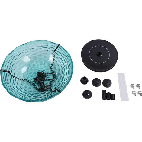 Bain d'oiseaux solaire Toivize suspendu 56cm bleu ciel, pompe intégrée sans fil, plastique robuste pour jardin et terrasse (1/5)