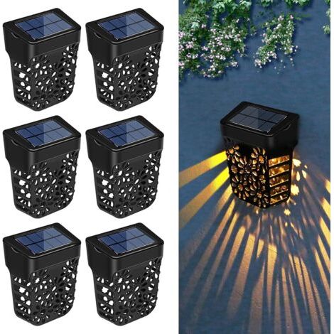 MSBD Lampe Solaire Exterieur Jardin, 6 pièces IP65 Éclairage Lumière Solaire Decorative pour porte d'entrée, escalier, cour, mur, clôture, jardin - Blanc chaud (1/5)