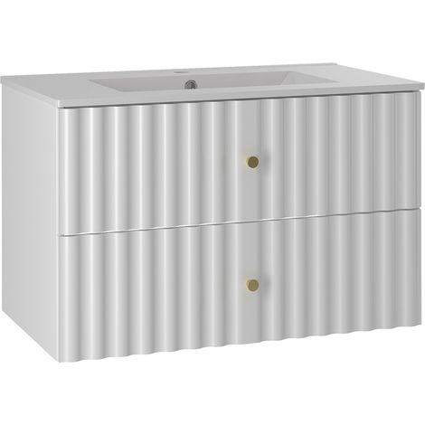 Meuble simple vasque encastrée 80cm Izae Blanc