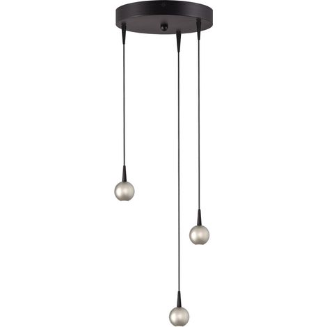 Lampe pendante à 3 lampes Talana noir avec nickel Ø 17cm DTW - 2412-05-37-17-3 (1/3)