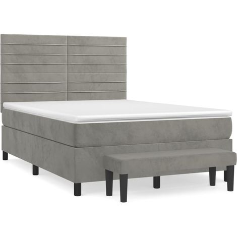 Maison Exclusive - Cama box spring con colchón terciopelo gris cl (1/5)