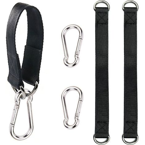 Juego de suspensión para columpio，Longitud de la correa: 30 cm，Longitud del mosquetón: 10 cm，Apto para asientos de columpio y tablones de madera (1/5)